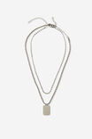 Notion Layered Tag Necklace, SILVER - example image 1