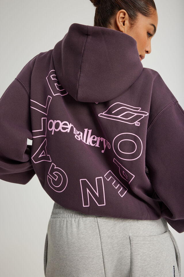 Open Gallery Boxy Hoodie, OG WASHED FROZEN BERRY/CONSIDERED DESIGN