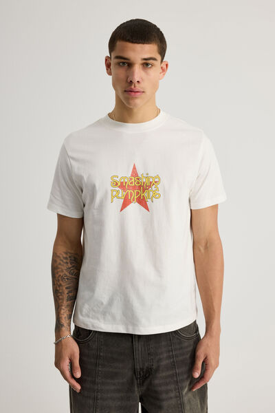 Slim Fit Music Merch Tshirt, LCN MT SMASHING PUMPKINS CLOUD/STAR