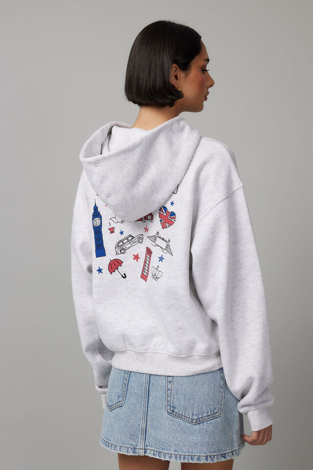 Graphic Hoodie, SILVER MARLE/LND ICONS