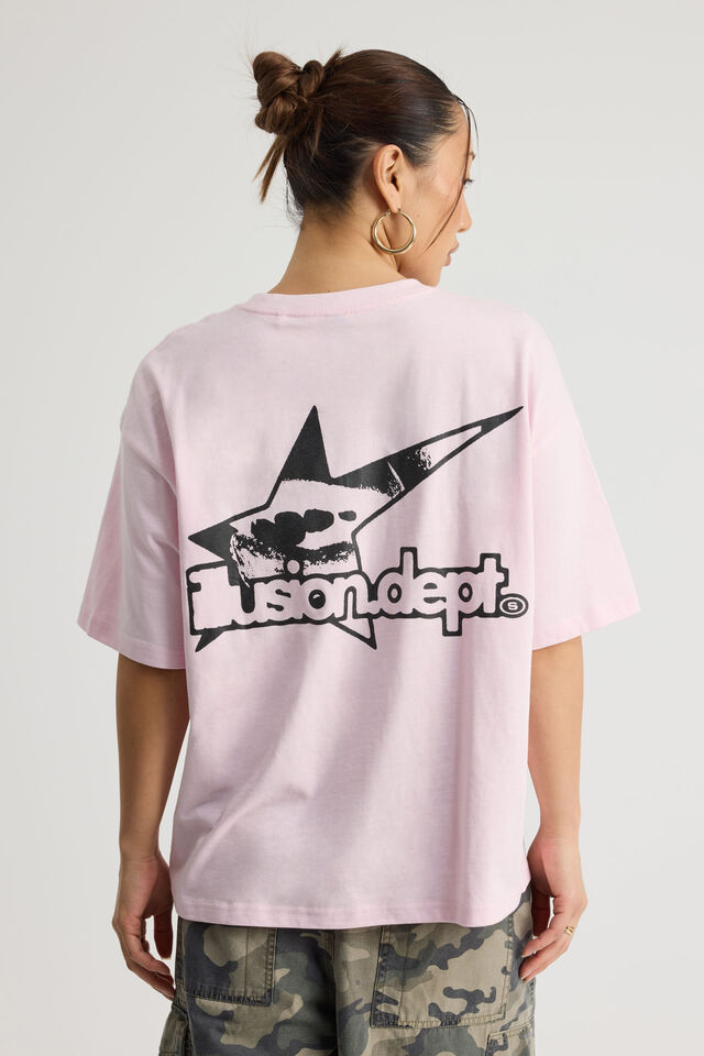 Oversized Graphic Tee, PINK ICE/ILLUSION DEPT