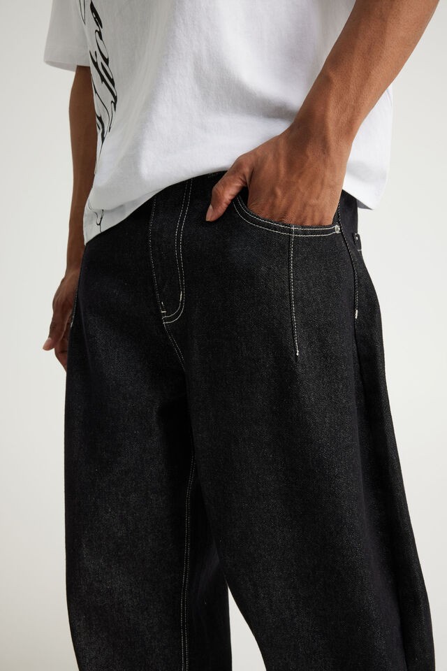 Authentics Semi-Barrel Jean, CRISP BLACK/WHITE STITCH