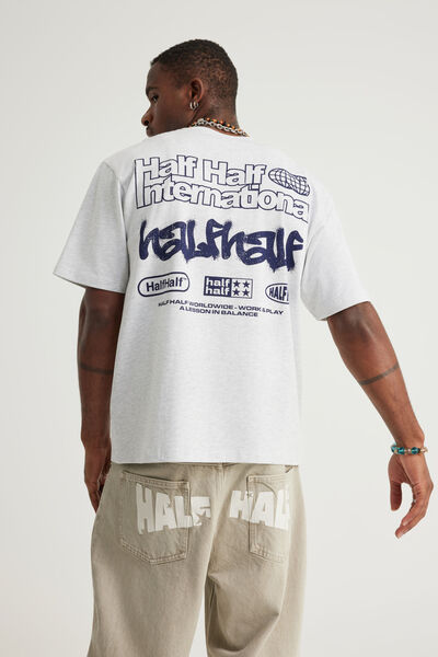 Half Half Heavyweight Core Fit Tshirt, HH SILVER MARLE/INTERNATIONAL