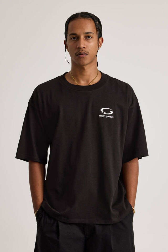 Open Gallery Heavyweight Box Fit Tshirt, OG BLACK/OPEN GALLERY MOTIFS