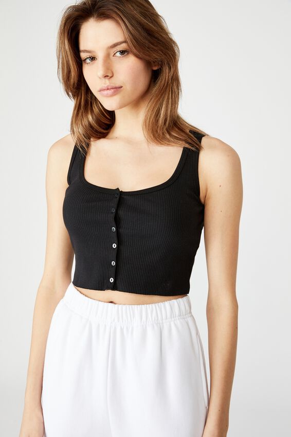 Button Through Tank, BLACK