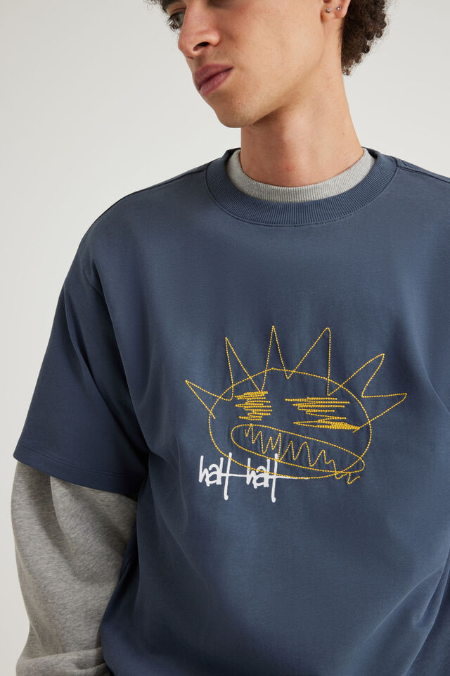 Half Half Heavyweight Core Fit Tshirt, HH ORION BLUE/SCRIBBLE
