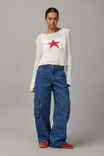Open Knit Star Jumper, COCONUT/RED STAR - alternate image 2