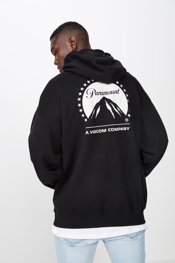 License Oversized Graphic Hoodie, BLACK/PARAMOUNT
