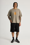 Half Half Painter Baggy Denim Short, JET BLACK CONTRAST STITCH - alternate image 2