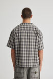 Boxy Cropped Short Sleeve Shirt, BLACK GREY CHECK - alternate image 3