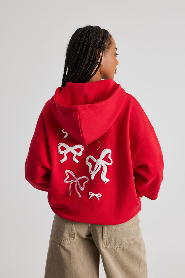 Harley Slouchy Hoodie, POSTBOX RED/BOWS
