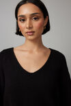 Charlie V Neck Knit Jumper, BLACK - alternate image 4