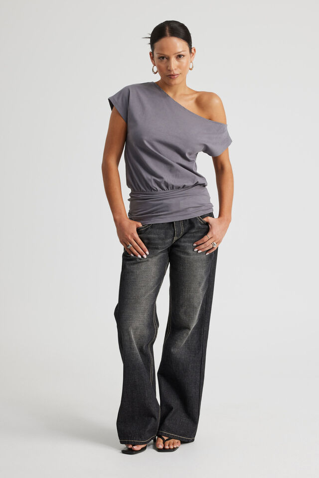 Batwing Longline Top, ASH GREY