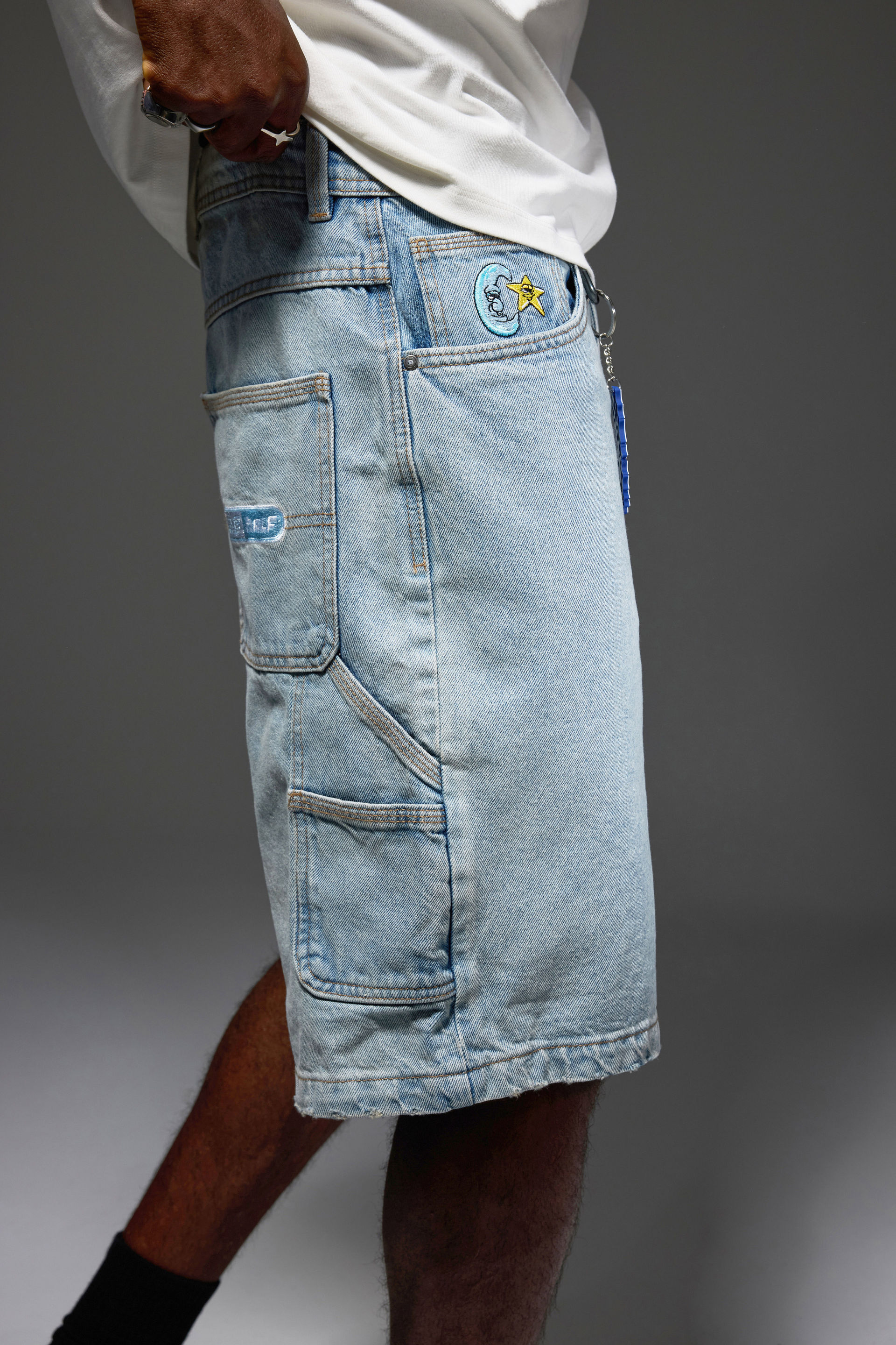Half Half Painter Baggy Denim Short