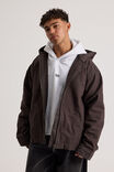 Half Half Hooded Coach Jacket, WASHED BLACK - alternate image 1