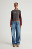 Layered Long Sleeve Top, WASHED BLACK BORDEAUX/NTN 75 - alternate image 2