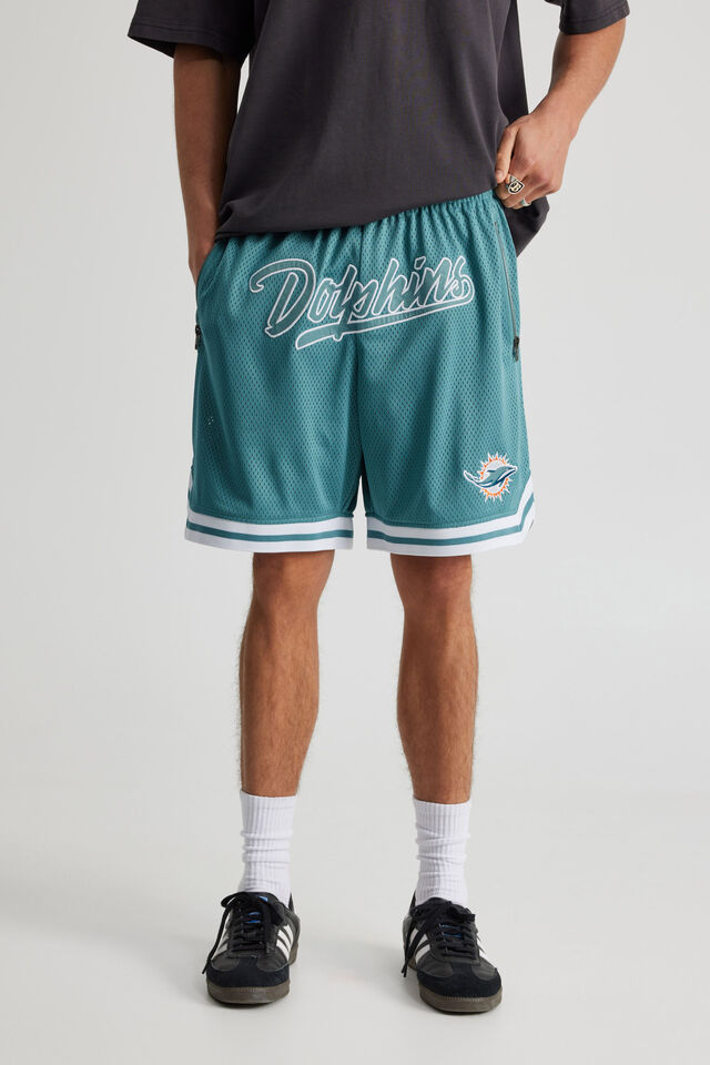 Nfl Basketball Short, LCN NFL DARK TEAL/DOLPHINS NEW SCRIPT