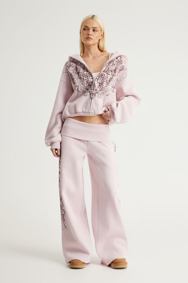 Notion Boxy Zip Through Hoodie, NTN PINK DUST/GOTHIC SCRIPT