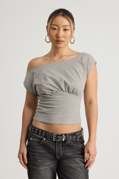 Batwing Top, PUMICE/ASH GREY STRIPE