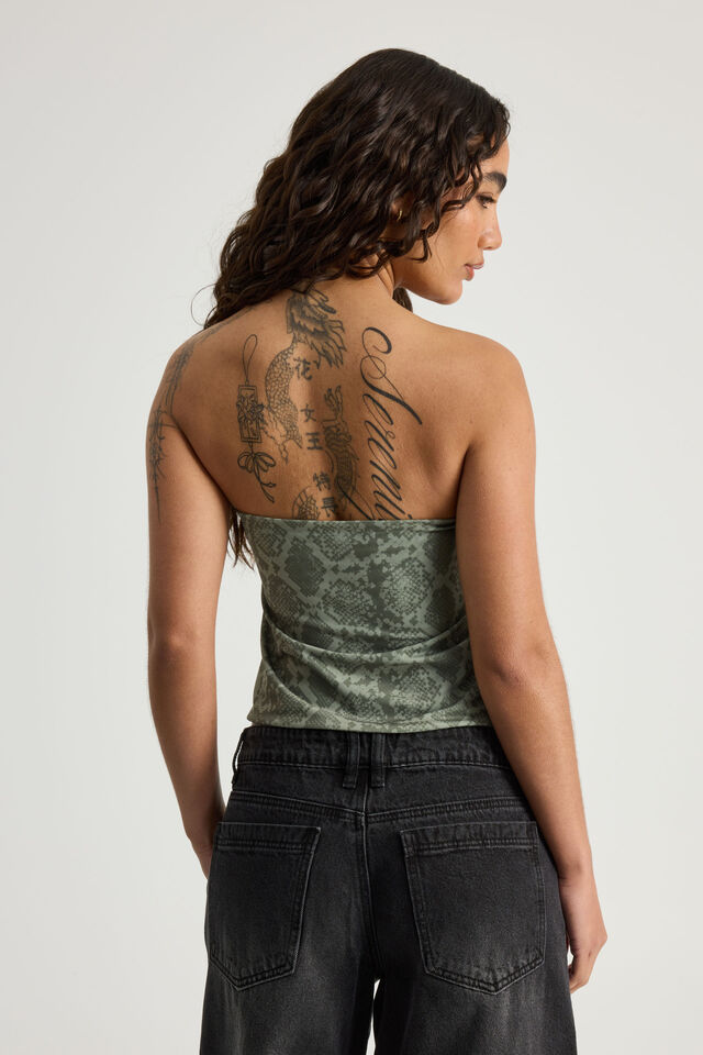 Knot Front Split Bandeau, SNAKE SKIN