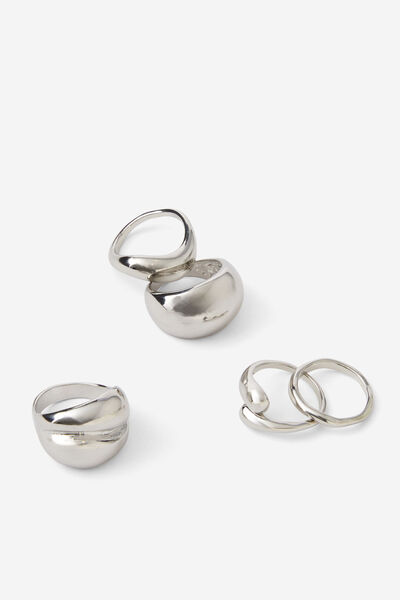 Multi Fashion Chunky Ring Pack, SILVER