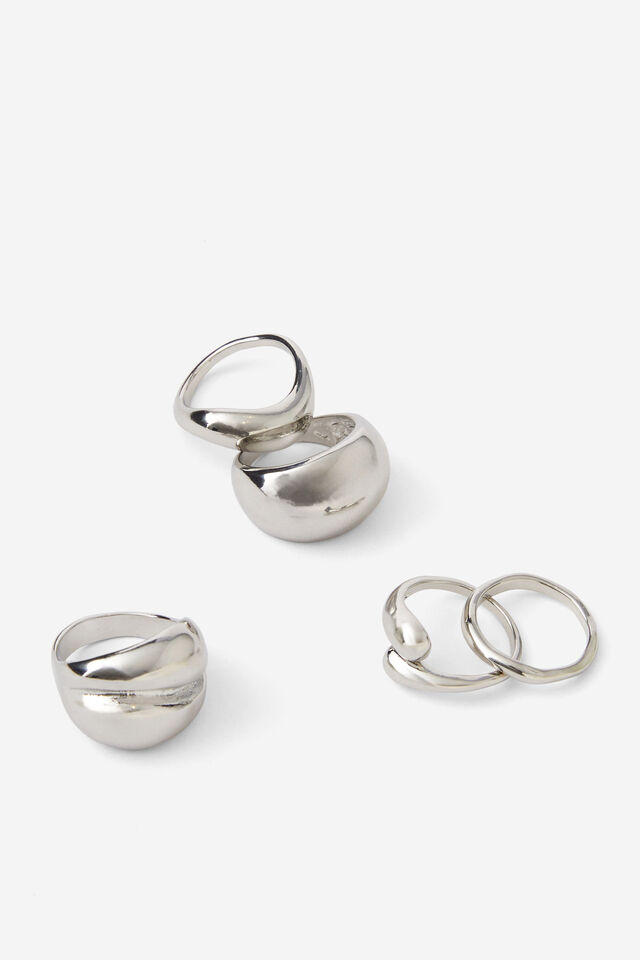 Multi Fashion Chunky Ring Pack, SILVER