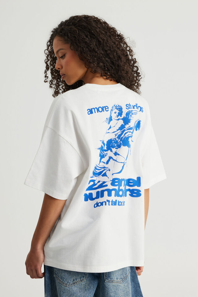 Oversized Graphic Tee, CLOUD/AMORE ANGELS
