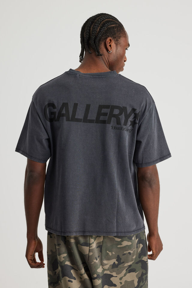 Open Gallery Box Fit Tshirt, OG WASHED SLATE/BLACK GALLERY STARS