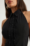 Open Back Halter Shirt, BLACK - example image 4