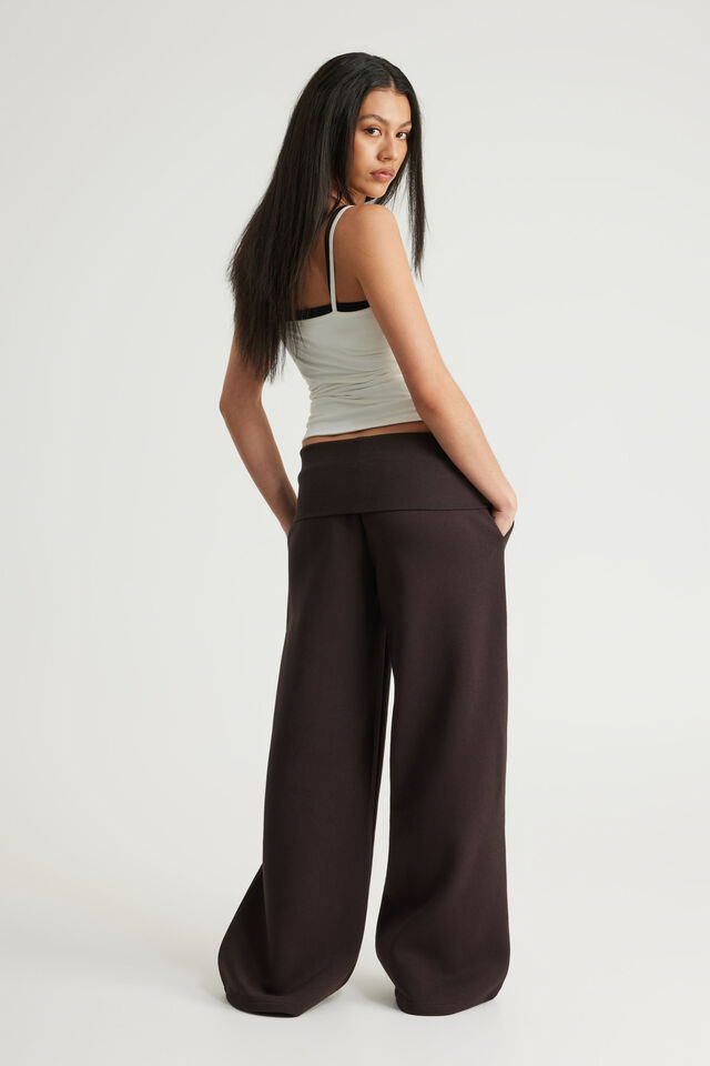 Wide Waistband Trackpant, CHOC NOIR