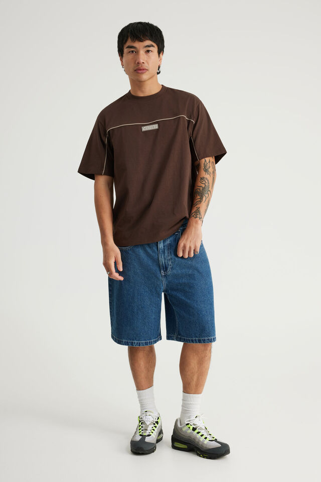 Half Half Baggy Denim Short, FRESH WATER BLUE