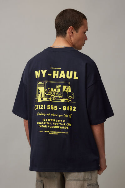 Half Half Heavyweight Box Fit Graphic Tshirt, HH NAVY BLAZER/NY HAUL