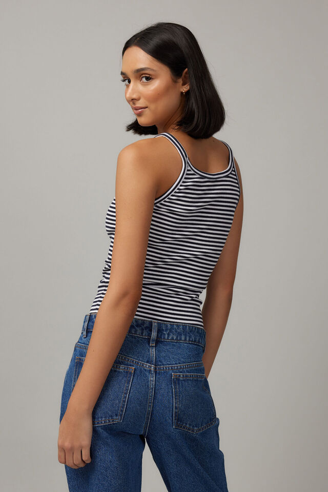 Longline Tank, NAVY/WHITE STRIPE