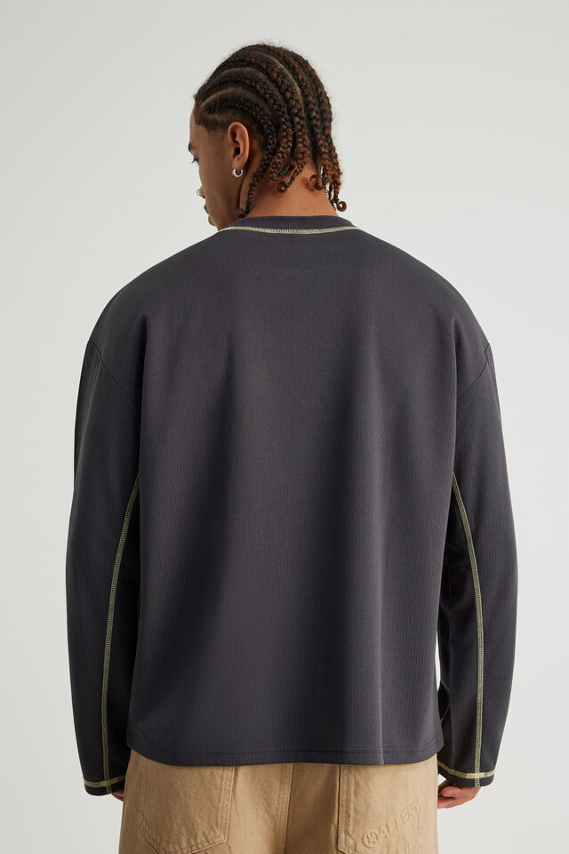 Half Half Long Sleeve Tshirt, HH SLATE/LOGO STAR