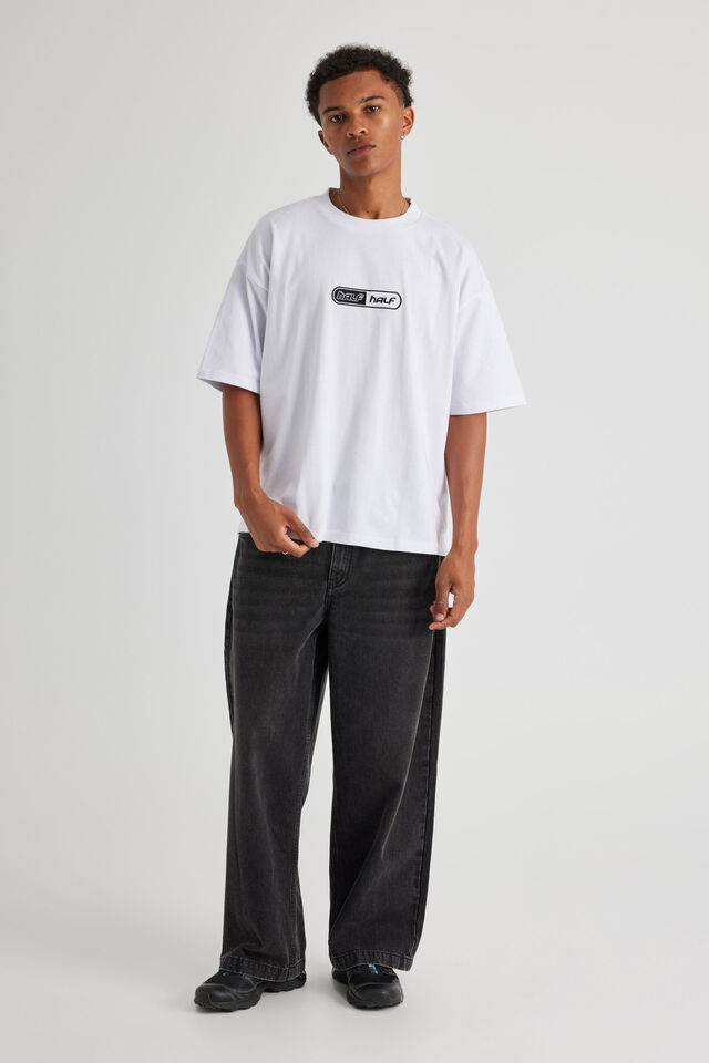 Half Half Heavyweight Box Fit Graphic Tshirt, HH WHITE/WORLDWIDE WEB