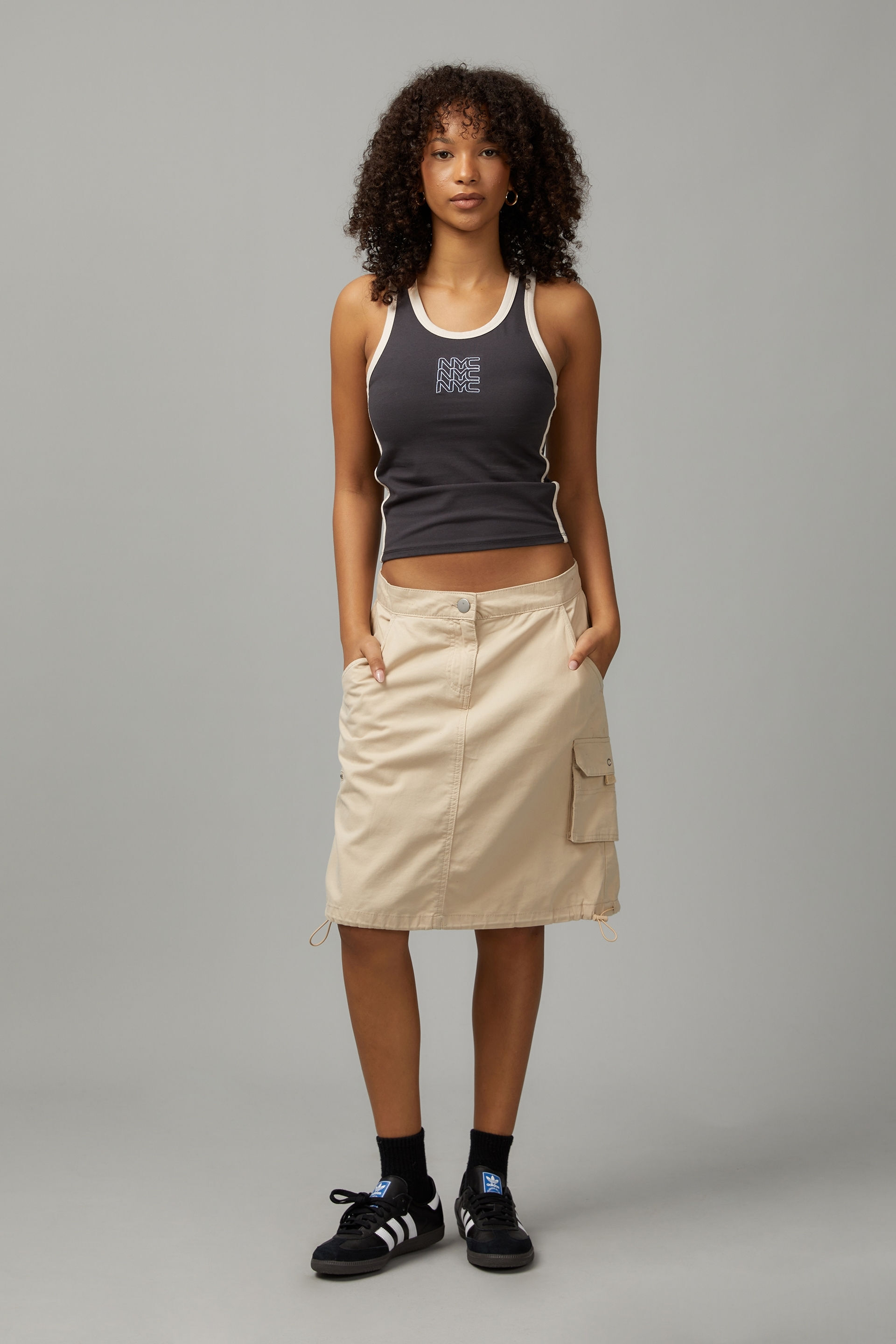 Knee Length Cargo Skirt