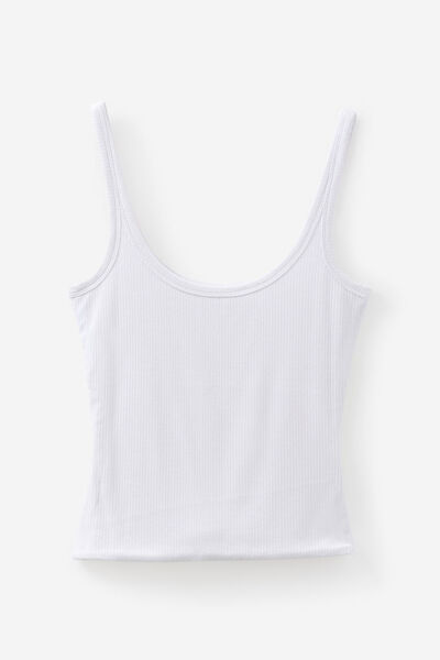 Authentics Scoop Neck Tank, WHITE