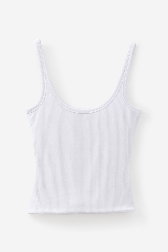 Authentics Scoop Neck Tank, WHITE