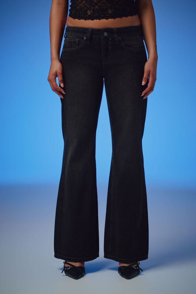 Luca Low Rise Bootleg Jean, LILLITH BLACK/ANGEL WINGS