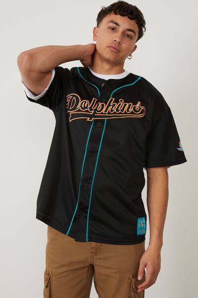 Nfl Baseball Shirt, LCN NFL MIAMI DOLPHINS/BLACK