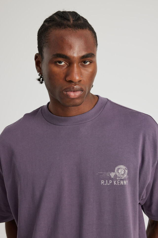 South Park X Half Half Box Fit Tshirt, LCN SOU WINTER PLUM/HALF HALF HEADSTONE