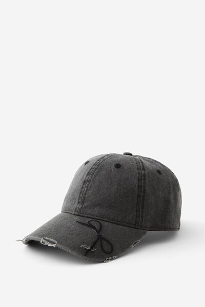 Washed Bow Dad Cap, WASHED BLACK