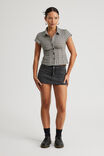 Babydoll Raw Waist Mini Skort, HEAVY BLACK WASH - alternate image 2