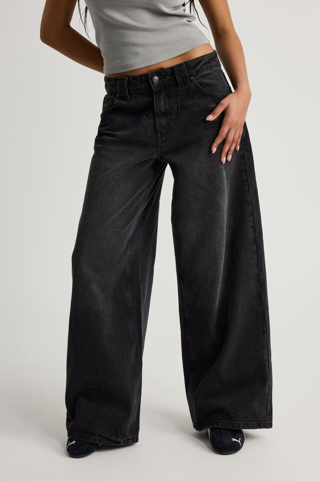 Mega Baggy Jean, EXTREME BLACK WASH _ ANGEL WINGS