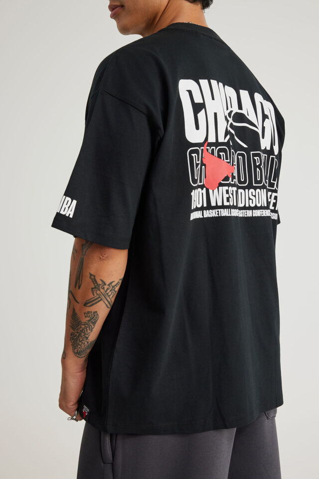 Box Fit Nba T Shirt, LCN NBA BLACK/BULLS BALL