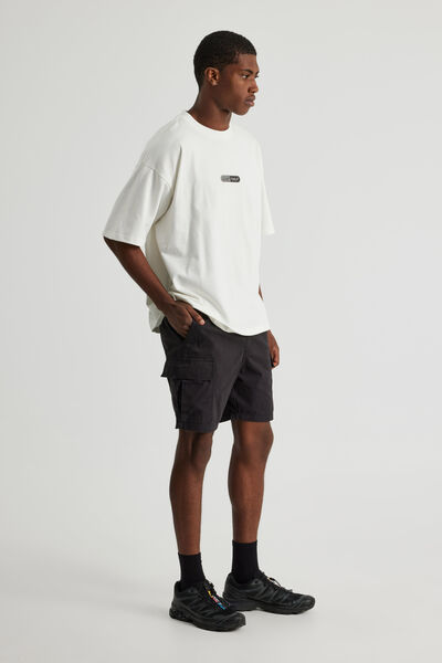 Pull On Cargo Short, BLACK