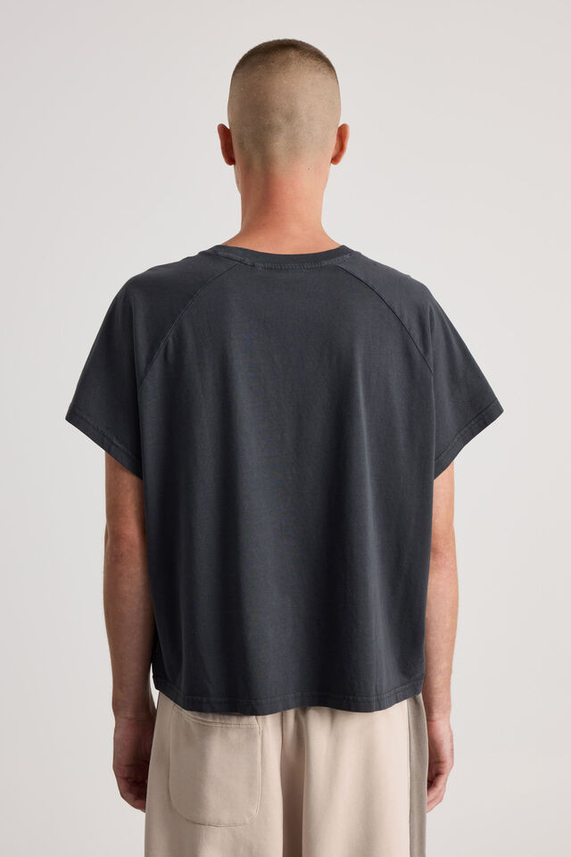 Boxy Cropped Raglan Tshirt, WASHED SLATE