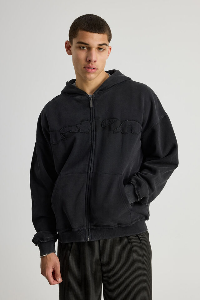 Notion Zip Thru Hoodie, NTN WASHED BLACK/NOTION LOGO