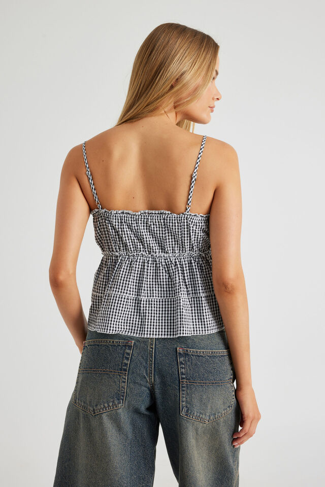 Luca Ruffle Top, BLACK GINGHAM
