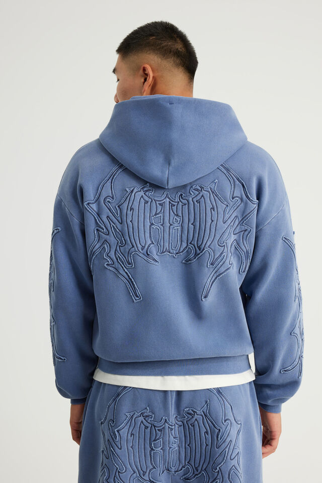 Notion Zip Thru Hoodie, NTN WASHED BOSTON BLUE/TATTOO
